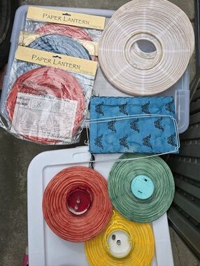 10 Pc Paper Lanterns - Assorted Red, Blue, Cream, Green, Yellow
